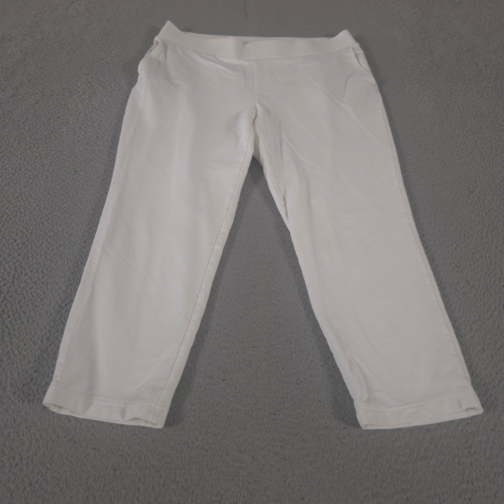J. Jill Pants Women Medium White Affinity Slim-Leg Crop Pima Cotton Stretch Pure